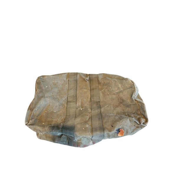 Vintage Military Flyers Kit Bag Olive Green Canvas Heavy Duty USA-Made Zipper Cl - Picture 3 of 6